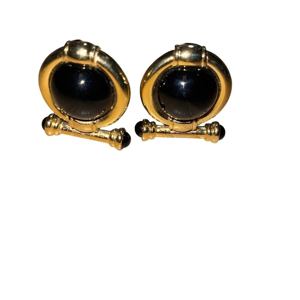 Vintage Park Lane clip-on earrings Gold tone & Black Never Worn elegant detailed - Picture 3 of 5